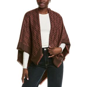 Fendi Ff Wool-Blend Shawl, Brown